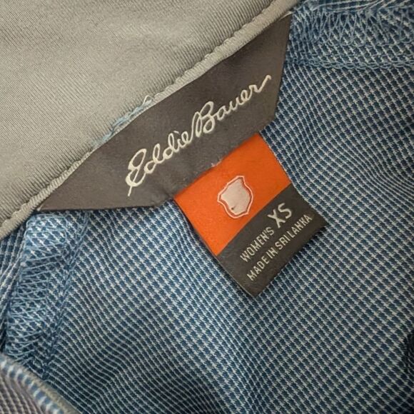 Eddie Bauer quarter Zip Pullover Casual Golf Jacket Windbreaker checked blue XS - Picture 3 of 10
